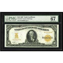 Fr. 1168 $10 1907 Gold Certificate PMG Superb Gem Unc 6 Fr. 1168 $10 1907 Gold Certificate PMG Super
