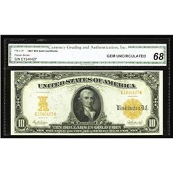 Fr. 1171 $10 1907 Gold Certificate CGA Gem Uncirculated Fr. 1171 $10 1907 Gold Certificate CGA Gem U