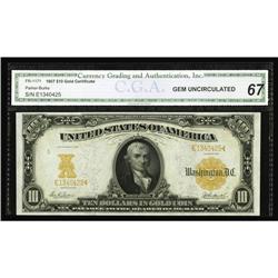 Fr. 1171 $10 1907 Gold Certificate CGA Gem Uncirculated Fr. 1171 $10 1907 Gold Certificate CGA Gem U