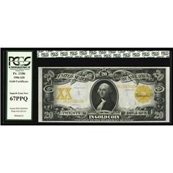 Fr. 1186 $20 1906 Gold Certificate PCGS Superb Gem New Fr. 1186 $20 1906 Gold Certificate PCGS Super