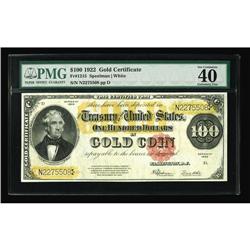 Fr. 1215 $100 1922 Gold Certificate PMG Extremely Fine Fr. 1215 $100 1922 Gold Certificate PMG Extre