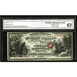 Selma, AL - $5 Original Fr. 399 The City NB Ch. # 1736 Selma, AL