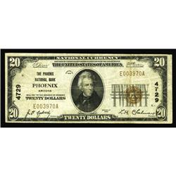 Phoenix, AZ - $20 1929 Ty. 1 The Phoenix NB Ch. # 4729A Phoenix, AZ