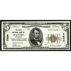 Malvern, AR - $5 1929 Ty. 1 The First NB Ch. # 7634A ve Malvern, AR