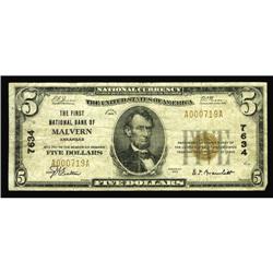 Malvern, AR - $5 1929 Ty. 1 The First NB Ch. # 7634 Malvern, AR