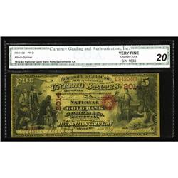 Sacramento, CA - $5 Original Fr. 1138 National Gold Ban Sacramento, CA