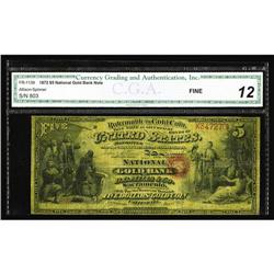 Sacramento, CA - $5 Original Fr. 1138 National Gold Ban Sacramento, CA