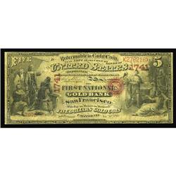 San Francisco, CA - $5 Original National Gold Bank Note San Francisco, CA