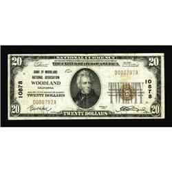 Woodland, CA - $20 1929 Ty. 1 Bank of Woodland National Woodland, CA