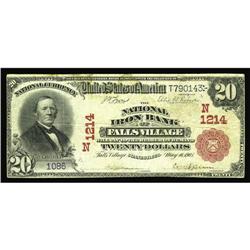 Falls Village, CT-$20 1902 Red Seal The National Iron Falls Village, CT