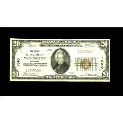 Wilmington, DE - $20 1929 Ty. 1 The Union NB Ch. # 1390 Wilmington, DE