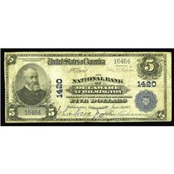 Wilmington, DE - $5 1902 Plain Back Fr. 598 The NB of D Wilmington, DE