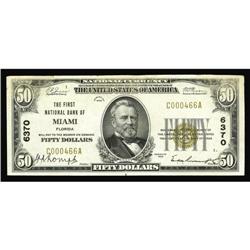 Miami, FL - $50 1929 Ty. 1 The First NB Ch. # 6370A not Miami, FL