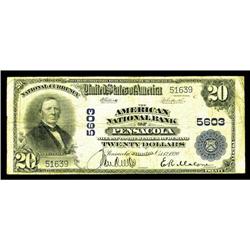 Pensacola, FL - $20 1902 Plain Back Fr. 659 The America Pensacola, FL