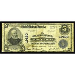 Saint Augustine, FL - $5 1902 Plain Back Fr. 606 The St Saint Augustine, FL