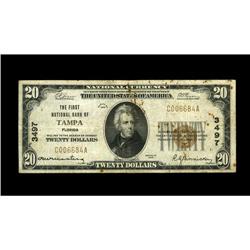 Tampa, FL - $20 1929 Ty. 1 The First NB Ch. # 3497This Tampa, FL