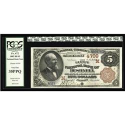 Bushnell, IL - $5 1882 Brown Back Fr. 472 The First NB Bushnell, IL