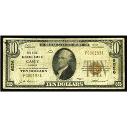 Casey, IL - $10 1929 Ty. 1 The First NB Ch. # 6026 Casey, IL