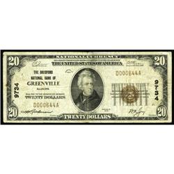 Greenville, IL - $20 1929 Ty. 1 The Bradford NB Ch. # 9 Greenville, IL