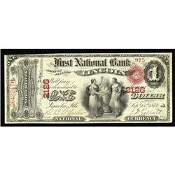 Lincoln, IL - $1 Original Fr. 382 The First NB Ch. # 21 Lincoln, IL
