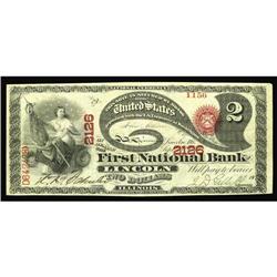 Lincoln, IL - $2 Original Fr. 389 The First NB Ch. # 21 Lincoln, IL