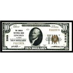 Lincoln, IL - $10 1929 Ty. 1 The Lincoln NB Ch. # 3369T Lincoln, IL