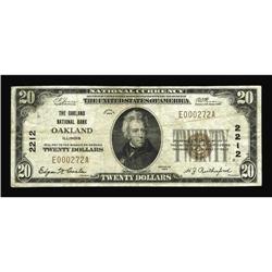 Oakland, IL - $20 1929 Ty. 1 The Oakland NB Ch. # 2212T Oakland, IL