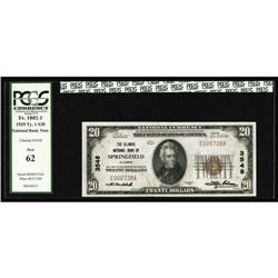 Springfield, IL - $20 1929 Ty. 1 The Illinois NB Ch. # Springfield, IL