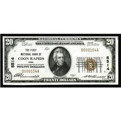 Coon Rapids, IA - $20 1929 Ty. 1 The First NB Ch. # 551 Coon Rapids, IA