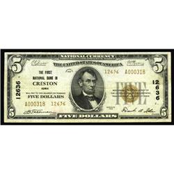 Creston, IA - $5 1929 Ty. 2 The First NB Ch. # 12636Thi Creston, IA