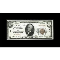 Davenport, IA - $10 1929 Ty. 1 The First NB Ch. # 15Pro Davenport, IA