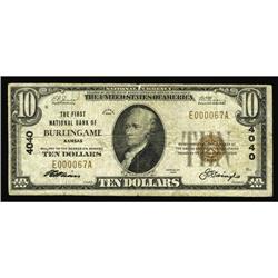Burlingame, KS - $10 1929 Ty. 1 The First NB Ch. # 4040 Burlingame, KS
