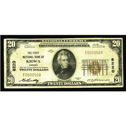 Kiowa, KS - $20 1929 Ty. 1 The First NB Ch. # 8220Only Kiowa, KS