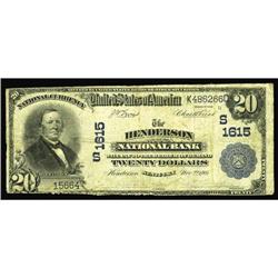 Henderson, KY - $20 1902 Plain Back Fr. 651 The Henders Henderson, KY