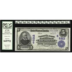 Louisville, KY - $5 1902 Plain Back Fr. 607 The NB Ch. Louisville, KY