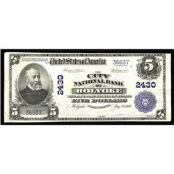 Holyoke, MA - $5 1902 Plain Back Fr. 606 The City NB Ch Holyoke, MA