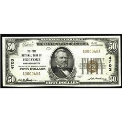 Holyoke, MA - $50 1929 Ty. 1 The Park NB Ch. # 4703 XF Holyoke, MA