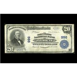 Plymouth, MA - $20 1902 Plain Back Plymouth, MA