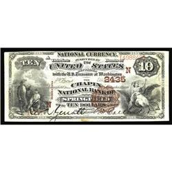 Springfield, MA - $10 1882 Brown Back Fr. 490 The Chapi Springfield, MA