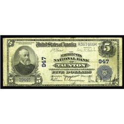 Taunton, MA - $5 1902 Plain Back The Machinists NB Taunton, MA