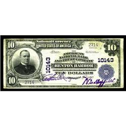 Benton Harbor, MI - $10 1902 Plain Back Fr. 628 The Ame Benton Harbor, MI