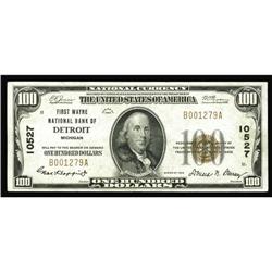 Detroit, MI - $100 1929 Ty. 1 First Wayne NB Ch. # 1052 Detroit, MI