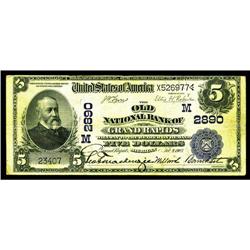 Grand Rapids, MI - $5 1902 Date Back Fr. 590 The Old NB Grand Rapids, MI