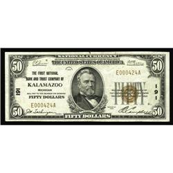 Kalamazoo, MI - $50 1929 Ty. 1 The First NB & TC Kalamazoo, MI