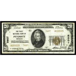 Petoskey, MI - $20 1929 Ty. 2 The First NB Petoskey, MI