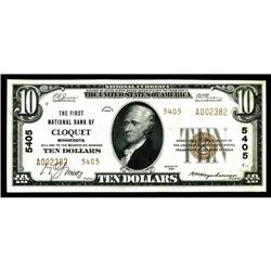 Cloquet, MN - $10 1929 Ty. 2 The First NB Ch. # 5405A b Cloquet, MN