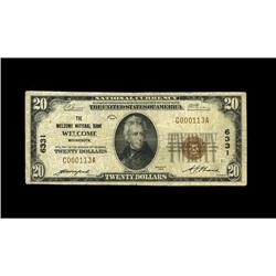 Welcome, MN - $20 1929 Ty. 1 The Welcome NB Ch. # 6331T Welcome, MN