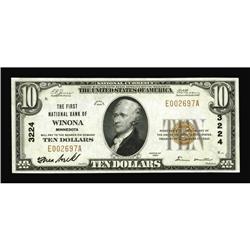 Winona, MN - $10 1929 Ty. 1 The NB Ch. # 3224This is on Winona, MN