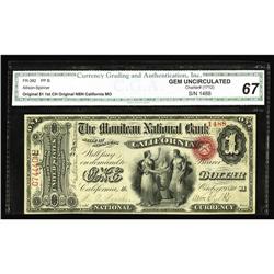 California, MO - $1 Original Fr. 382 The Moniteau NB Ch California, MO