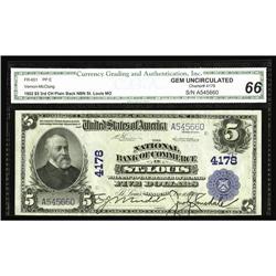 Saint Louis, MO - $5 1902 Plain Back Fr. 601 The NB of Saint Louis, MO